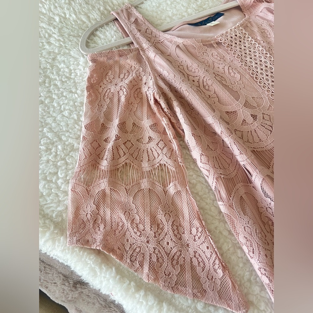 Blue Rain Blush Lace Mini Dress - Picture 3 of 4
